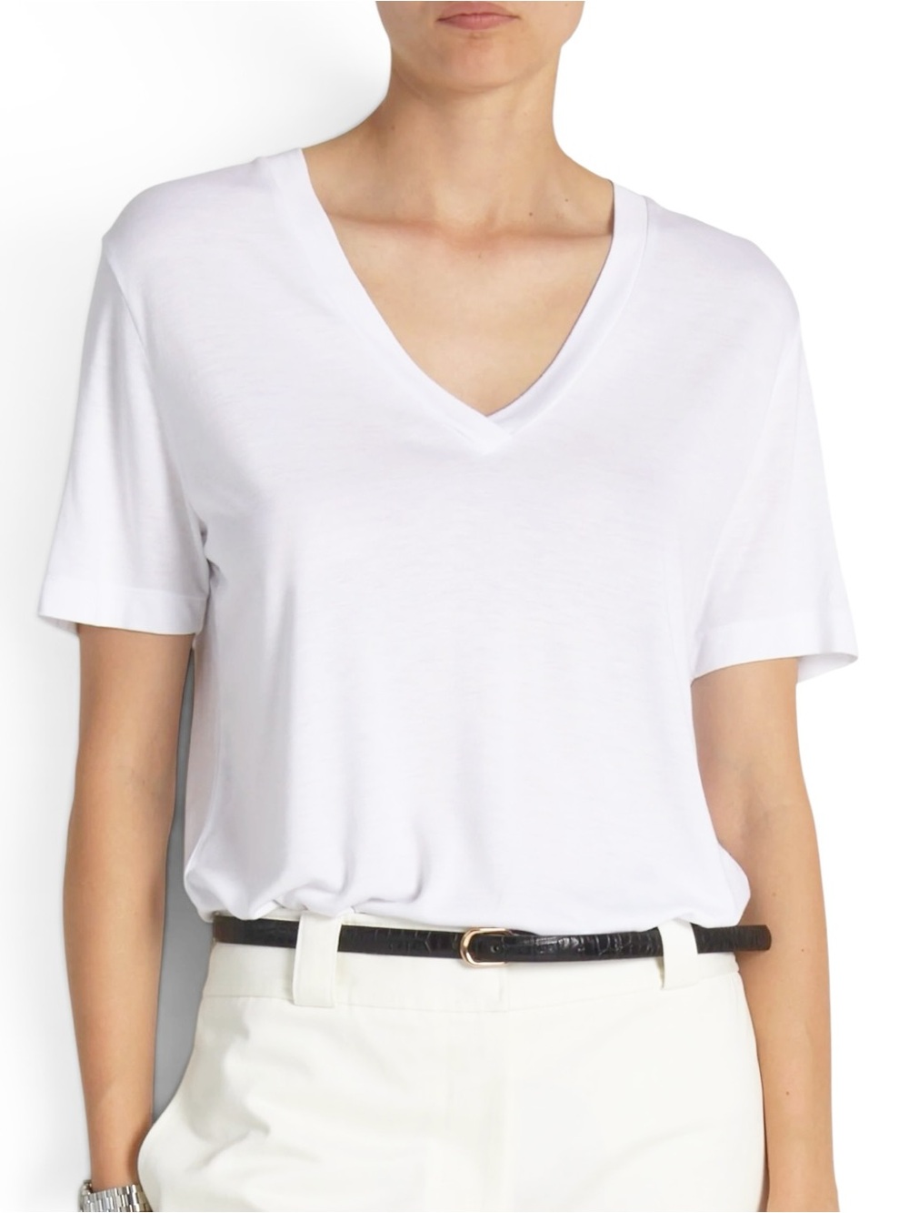 Saint Art Beck V-Neck Tee White Size Small